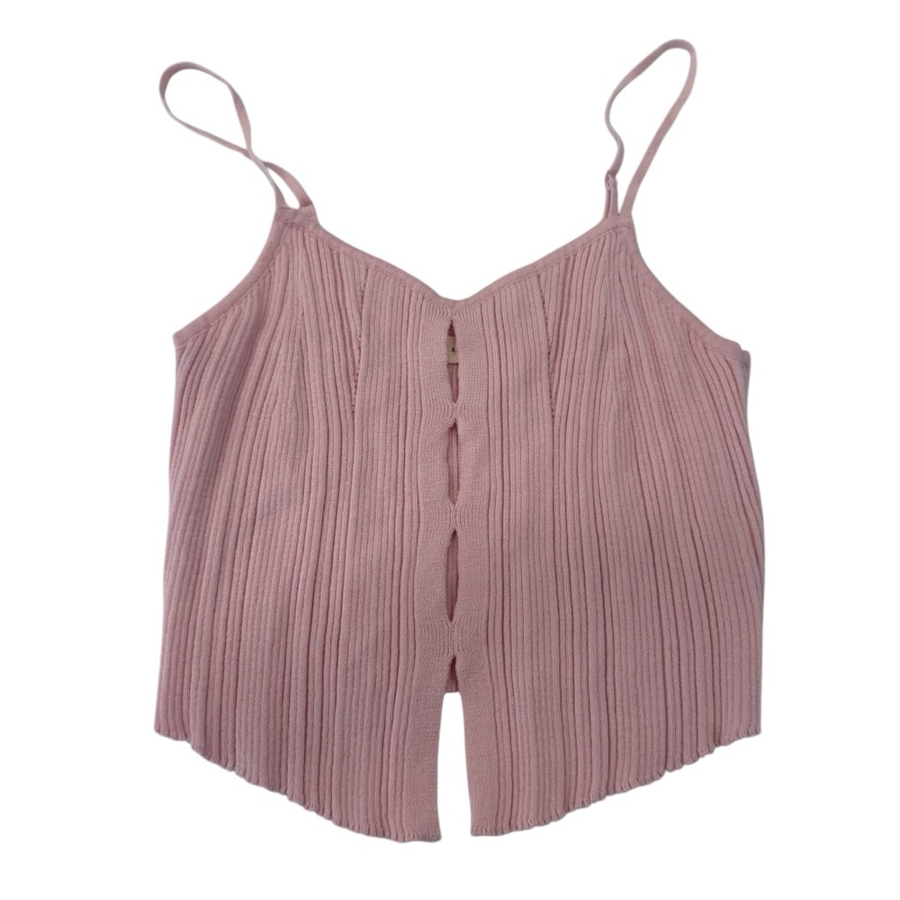 L.A. Hearts Baby Pink Ribbed Button-Front Crop Top Sweater Juniors S